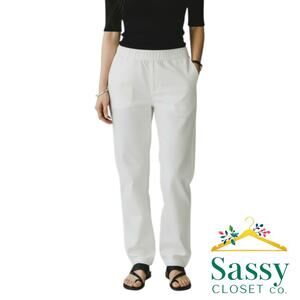 Isaac Mizrahi Live White Pull On Pants Tall 10T Pockets Split Hem EUC